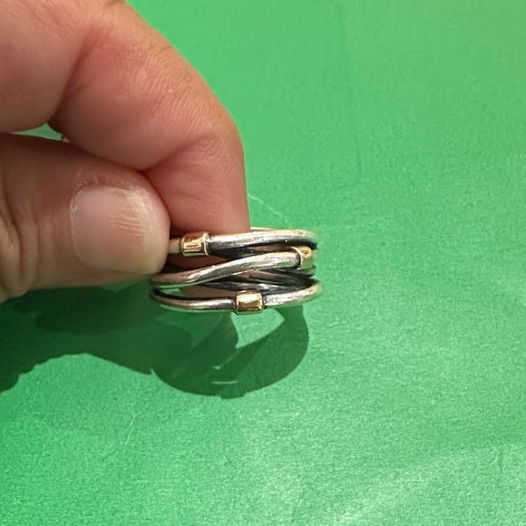 Pandora Silver Ring with Gold Highlights - Picture 6 of 8